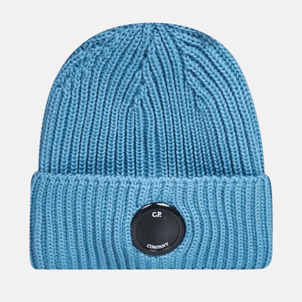 CP Company Lens Extra Fine Merino Wool Beanie Blue