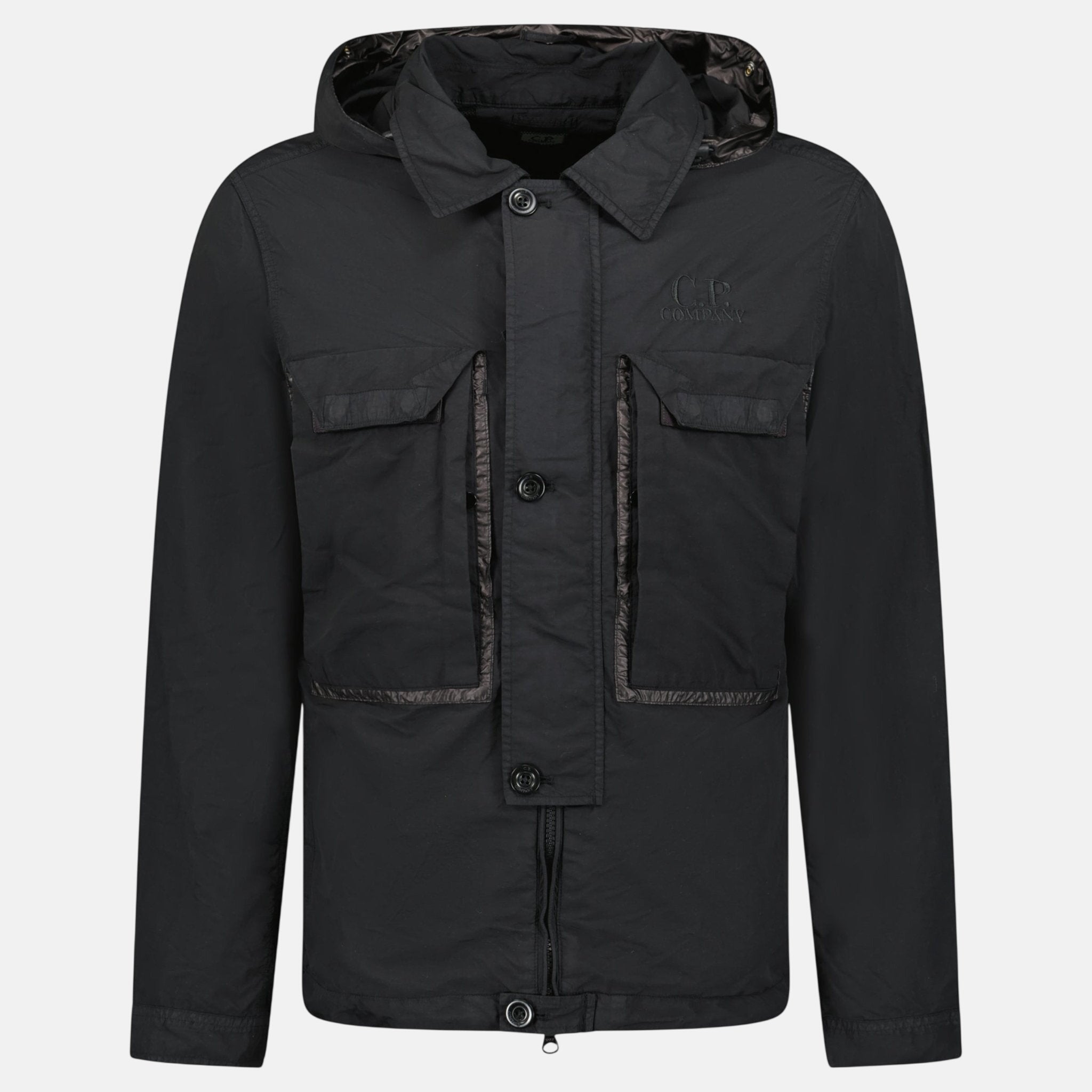 CP Company Flatt Nylon Goggle Overshirt Black