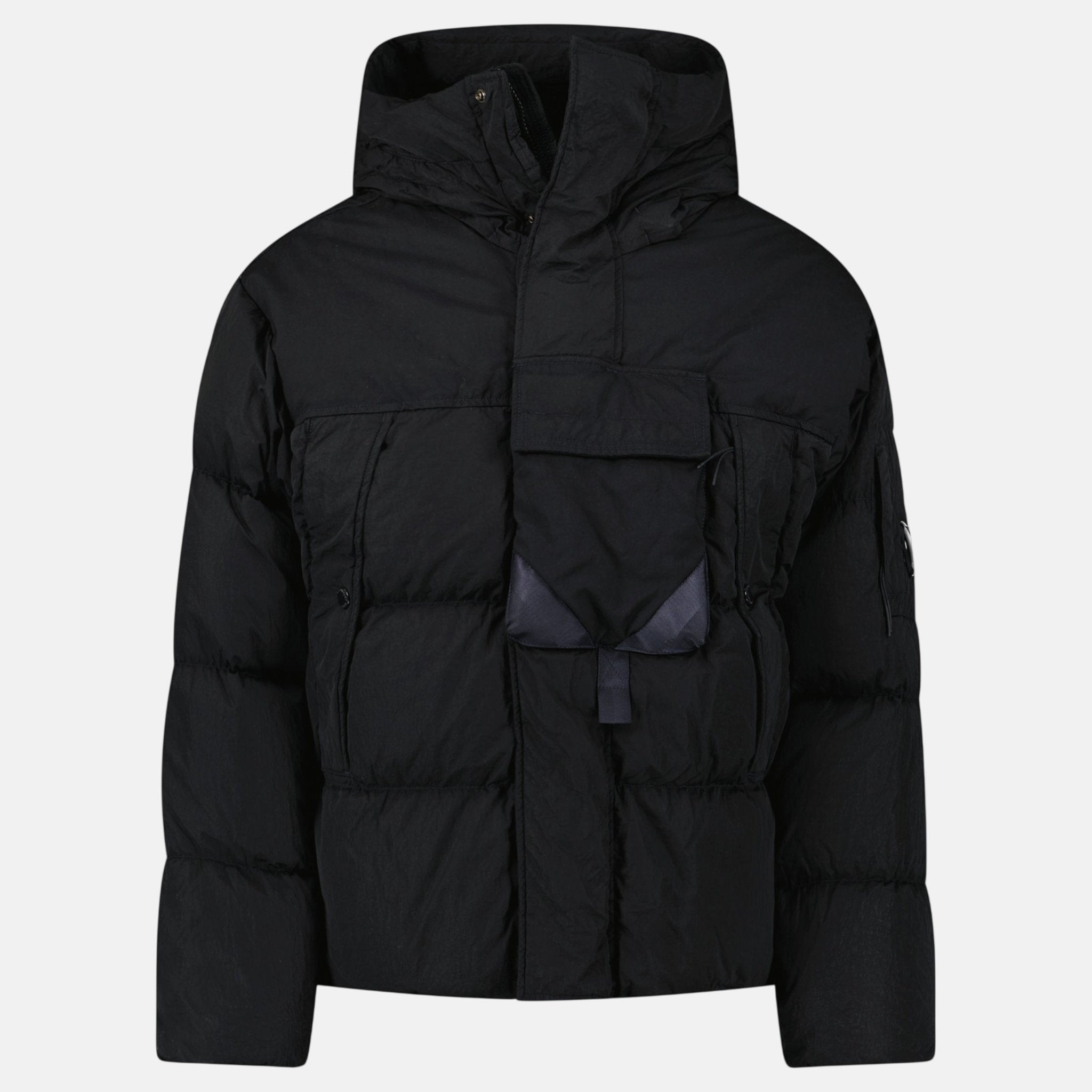 CP Company Eco-Chrome R Mixed Hooded Down Jacket Black