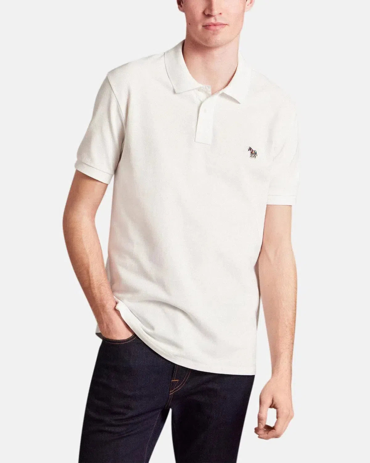 PAUL SMITH-PAUL SMITH PS COTTON PIQUE ZEBRA LOGO POLO SHIRT WHITE-NORTHERN THREADS DESIGNER MENSWEAR