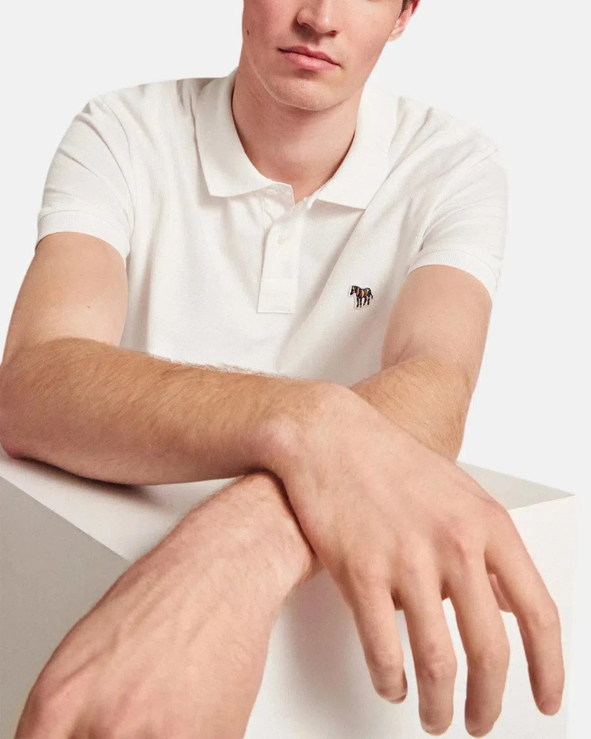 PAUL SMITH-PAUL SMITH PS COTTON PIQUE ZEBRA LOGO POLO SHIRT WHITE-NORTHERN THREADS DESIGNER MENSWEAR