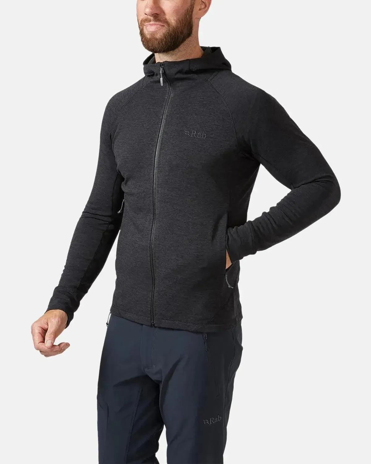 Rab Nexus Zip Hooded Fleece Black | Northern Threads Designer Menswear