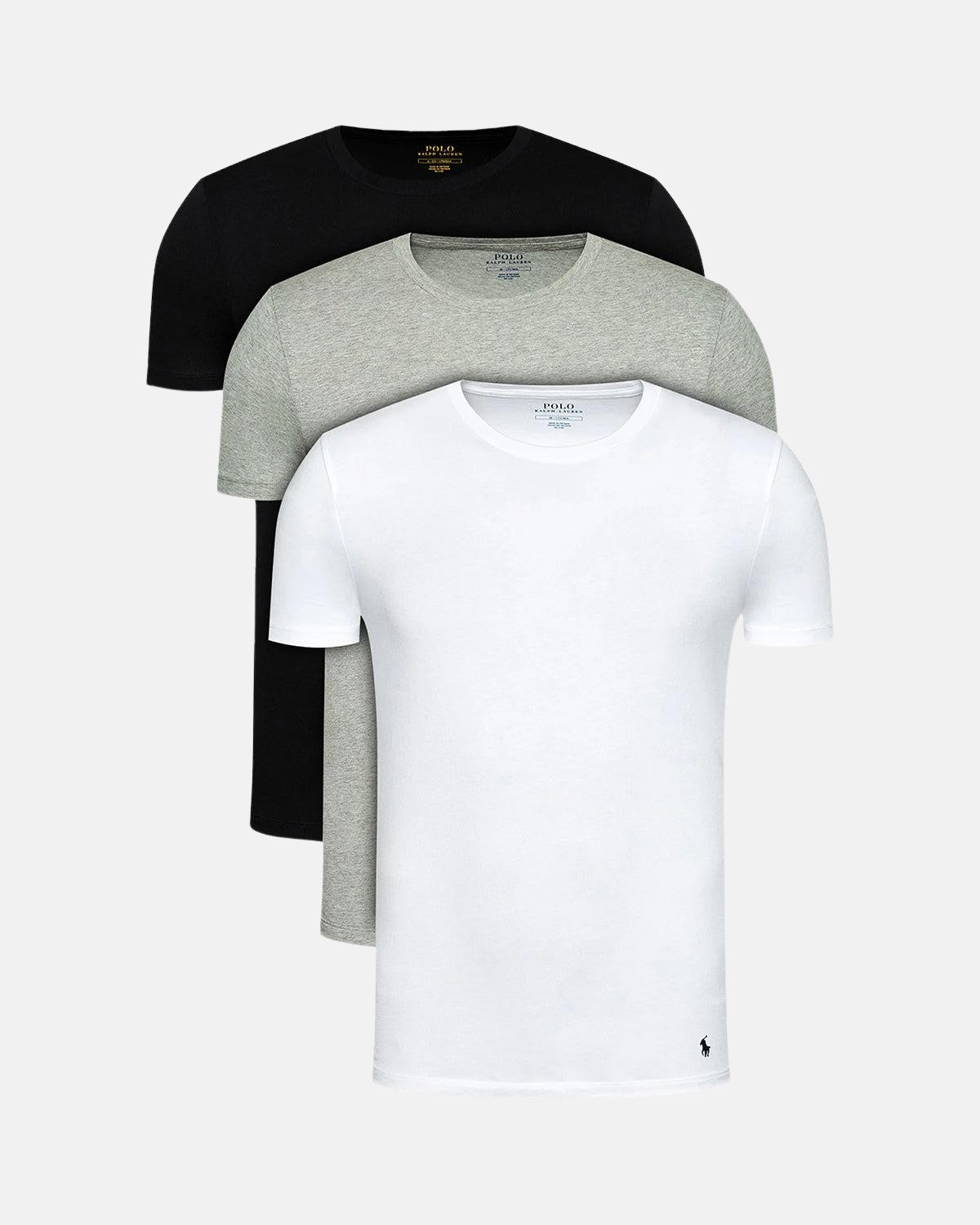 RALPH LAUREN 3 - PACK T - SHIRTS WHITE BLACK GREY - northern threads