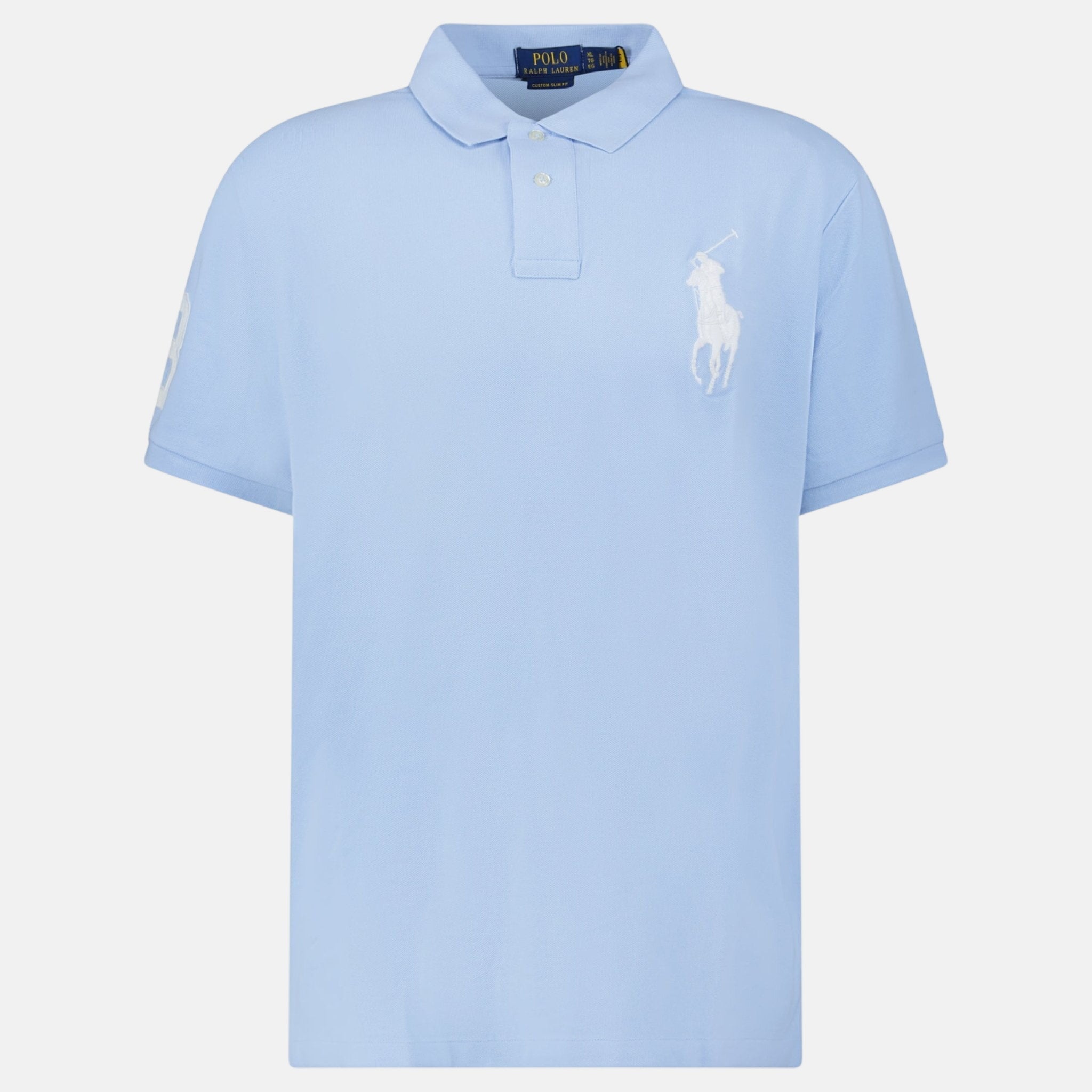 Ralph Lauren Big Pony Mesh Custom Slim Fit Polo Shirt Light Blue - A72 - northern threads uk