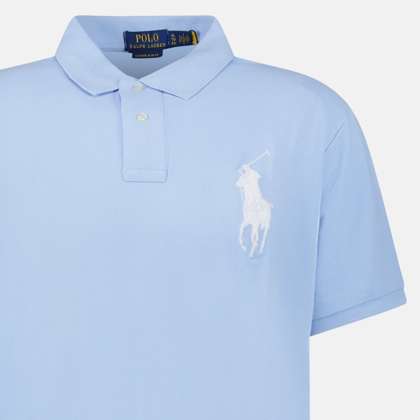 Ralph Lauren Big Pony Mesh Custom Slim Fit Polo Shirt Light Blue - A72 - northern threads uk
