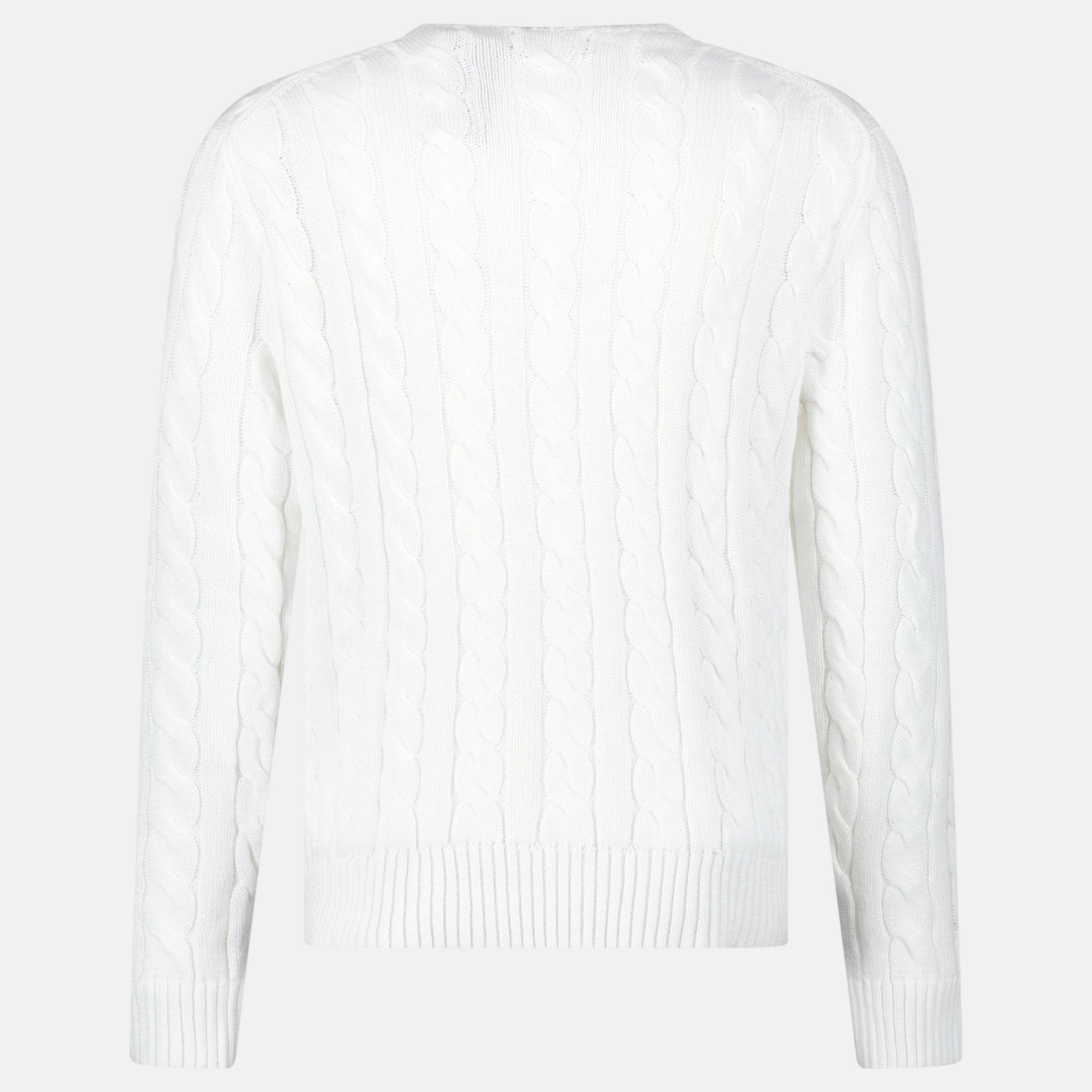 Ralph Lauren Cable Knit Sweater White - A72 - northern threads uk