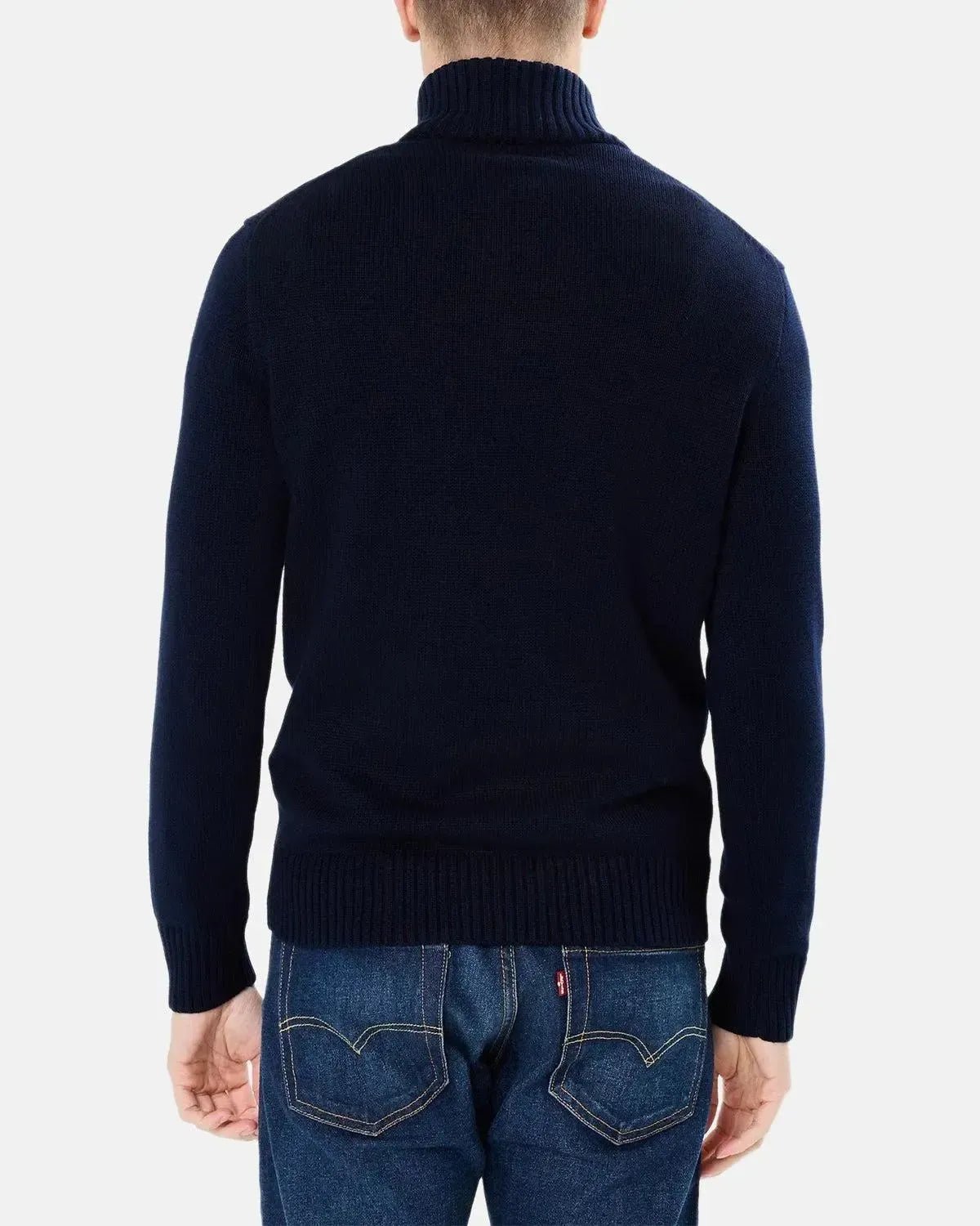 Ralph Lauren Cotton 1/4 Zip Jumper Hunter Navy | Northern Threads Designer Menswear