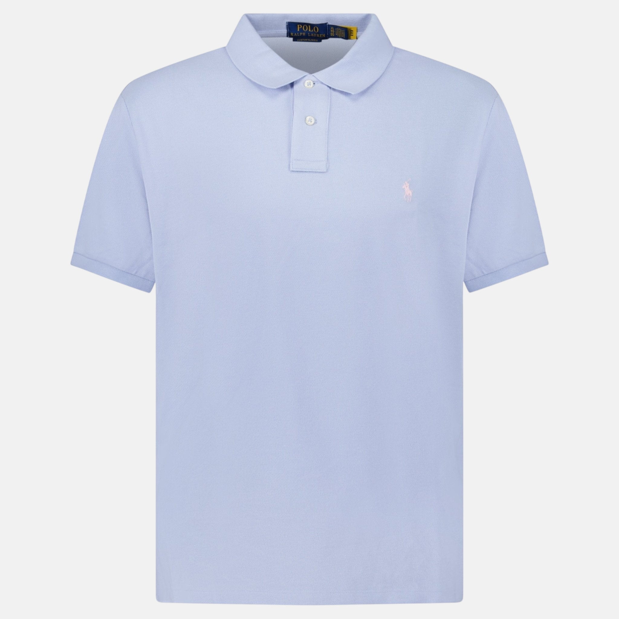 Ralph Lauren Cotton Mesh Custom Slim Fit Polo Shirt Light Blue - A72 - northern threads uk