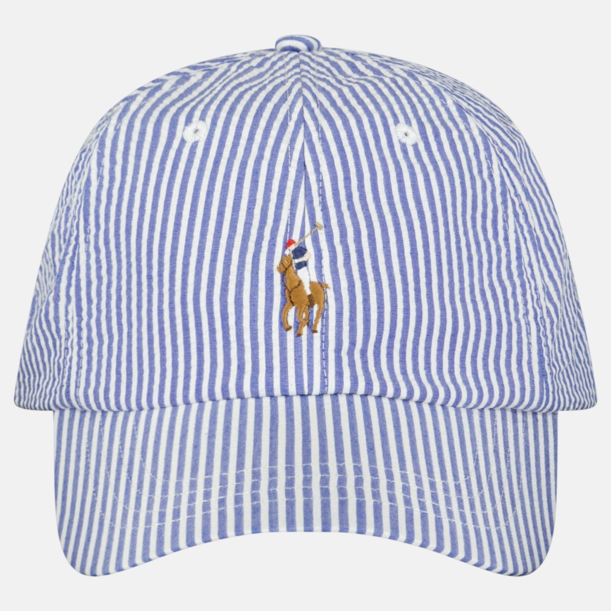 Ralph Lauren Cotton Sport Baseball Cap Blue White Stripe - O15 - northern threads uk
