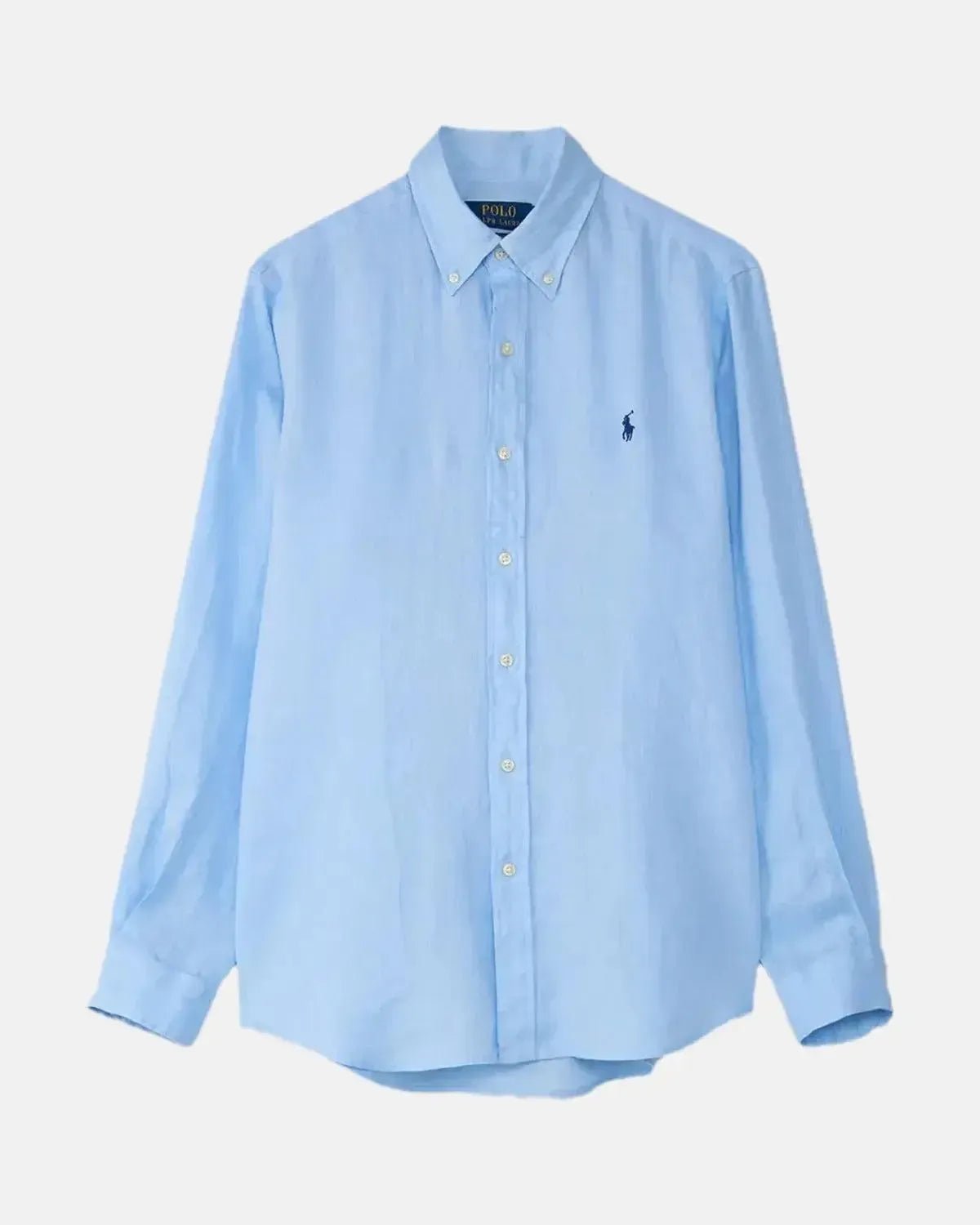 RALPH LAUREN CUSTOM FIT LINEN SHIRT OFFICE BLUE - RALPH-LAUREN-710966294-008-S - northern threads uk