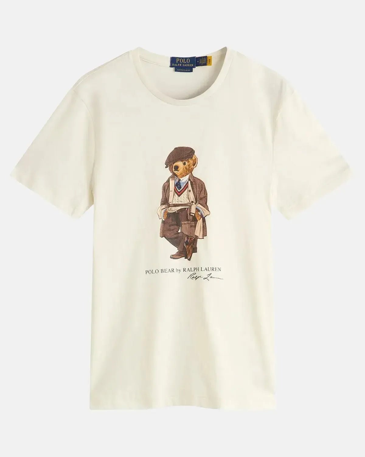 RALPH LAUREN CUSTOM SLIM FIT POLO BEAR T - SHIRT DECKWASH WHITE HRTG - RALPH-LAUREN-710P00085-001-S - northern threads uk