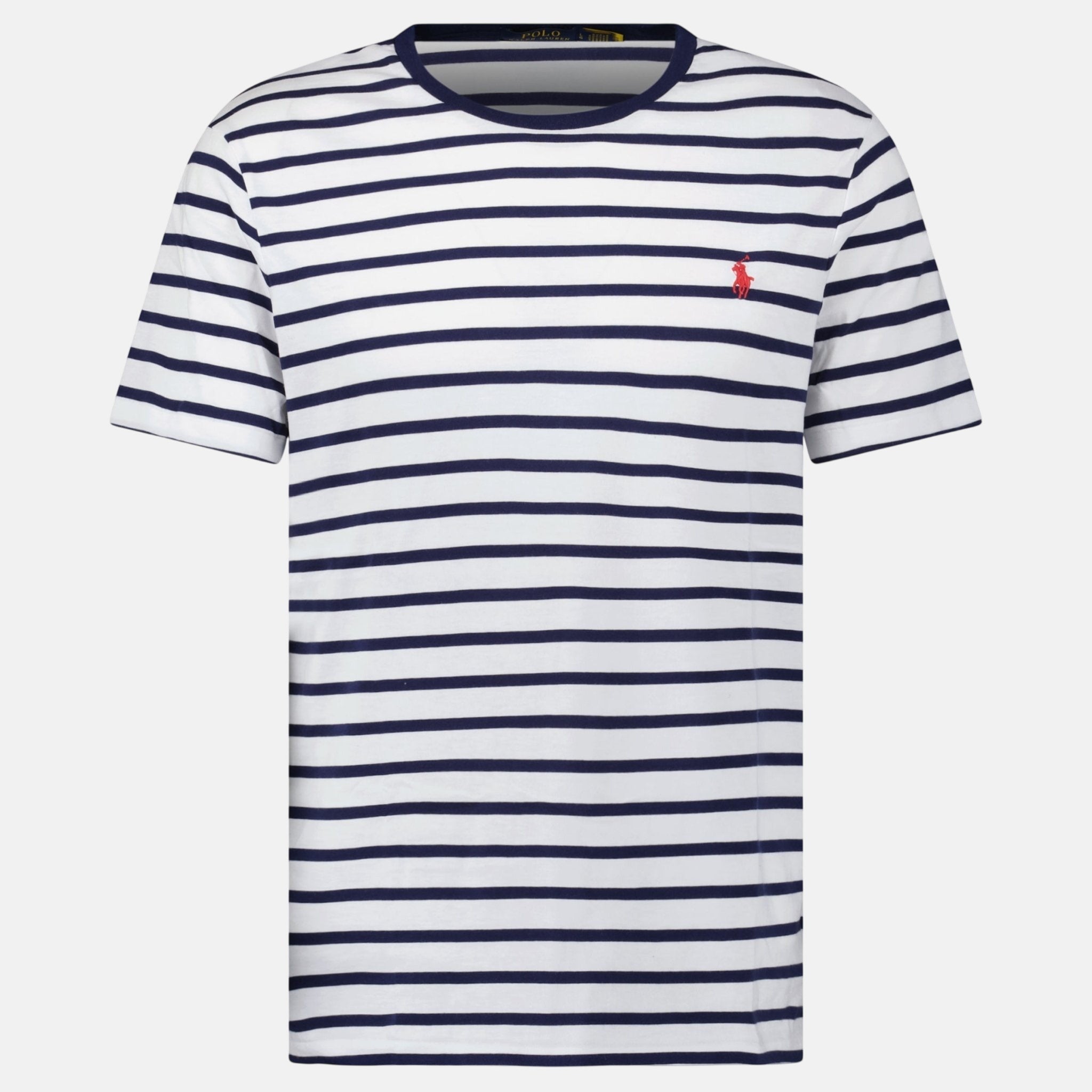 Ralph Lauren Custom Slim Fit Stripe T-Shirt Navy White - C62 - northern threads uk