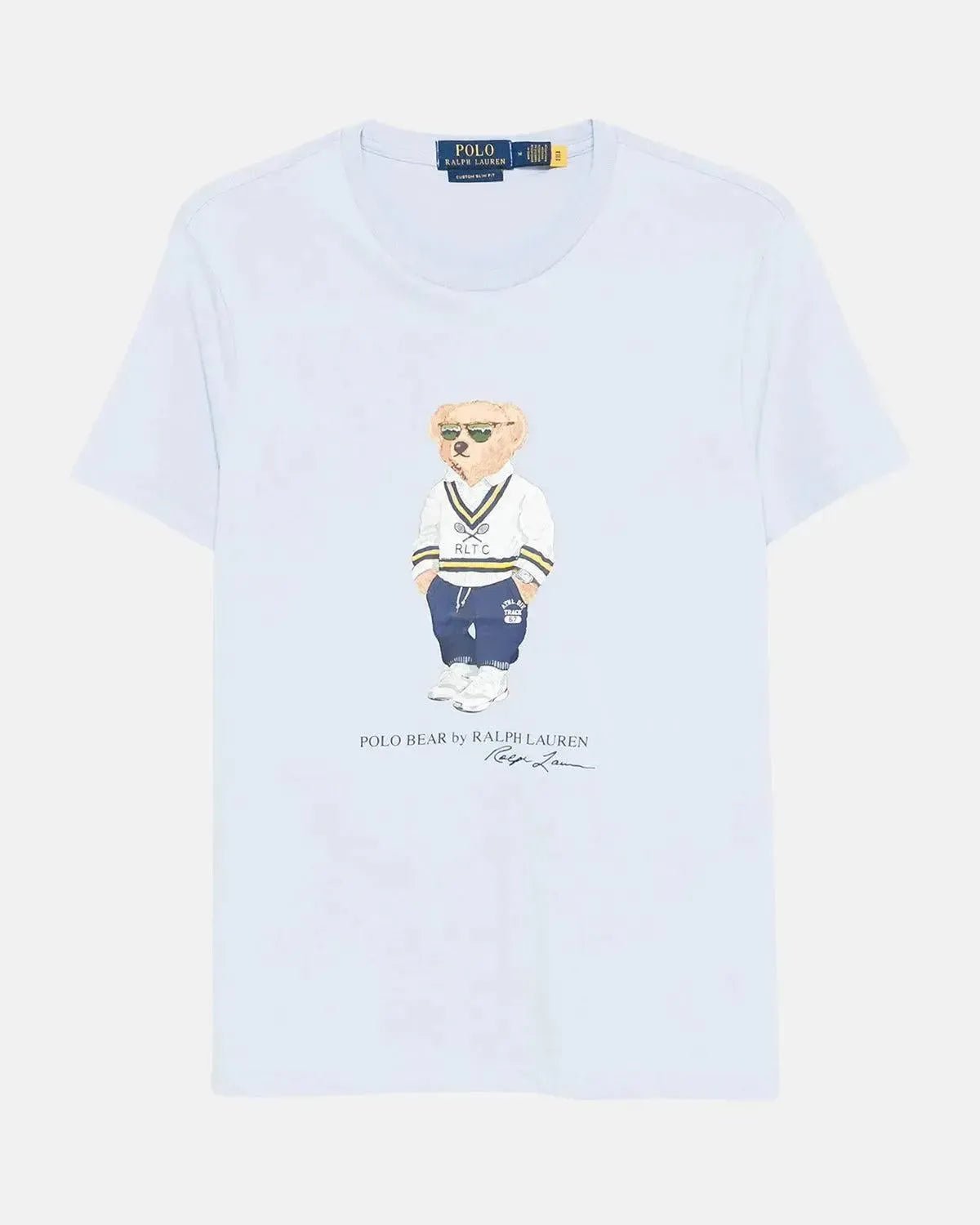 RALPH LAUREN CUSTOM SLIM FIT TENNIS POLO BEAR T - SHIRT CORNFLOWER BLUE - RALPH-LAUREN-710973137-001-S - northern threads uk