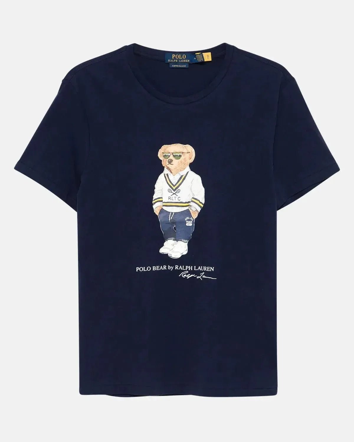 RALPH LAUREN CUSTOM SLIM FIT TENNIS POLO BEAR T - SHIRT NEWPORT NAVY - RALPH-LAUREN-710973137-003-S - northern threads uk