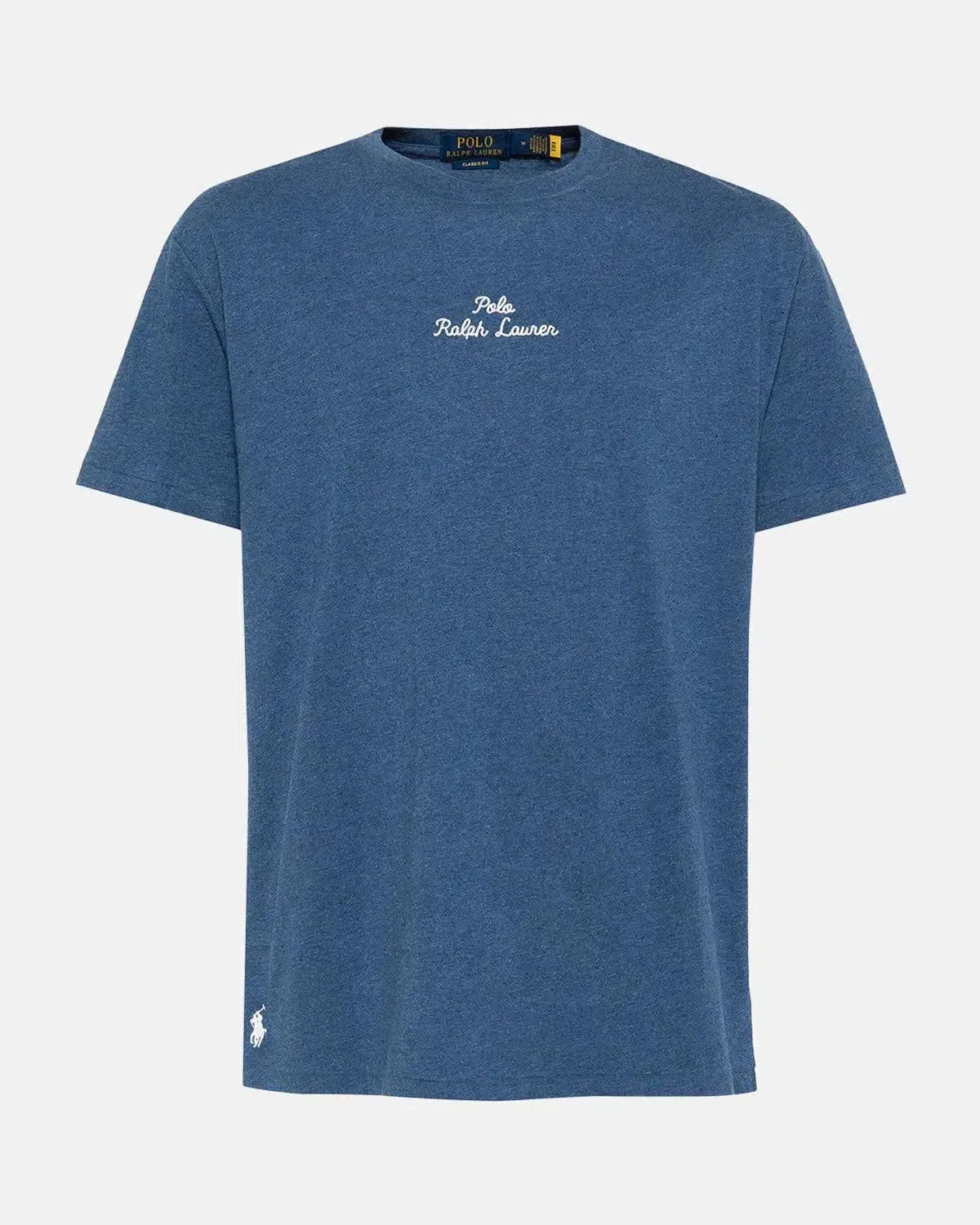 RALPH LAUREN-RALPH LAUREN CLASSIC FIT EMBROIDERED LOGO T-SHIRT DERBY BLUE HEATHER-NORTHERN THREADS DESIGNER MENSWEAR