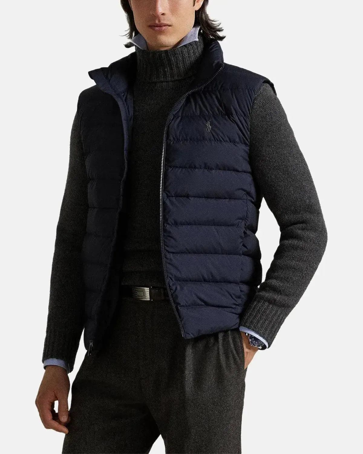 RALPH LAUREN-RALPH LAUREN COLDEN PACKABLE DOWN GILET COLLECTION NAVY-NORTHERN THREADS DESIGNER MENSWEAR