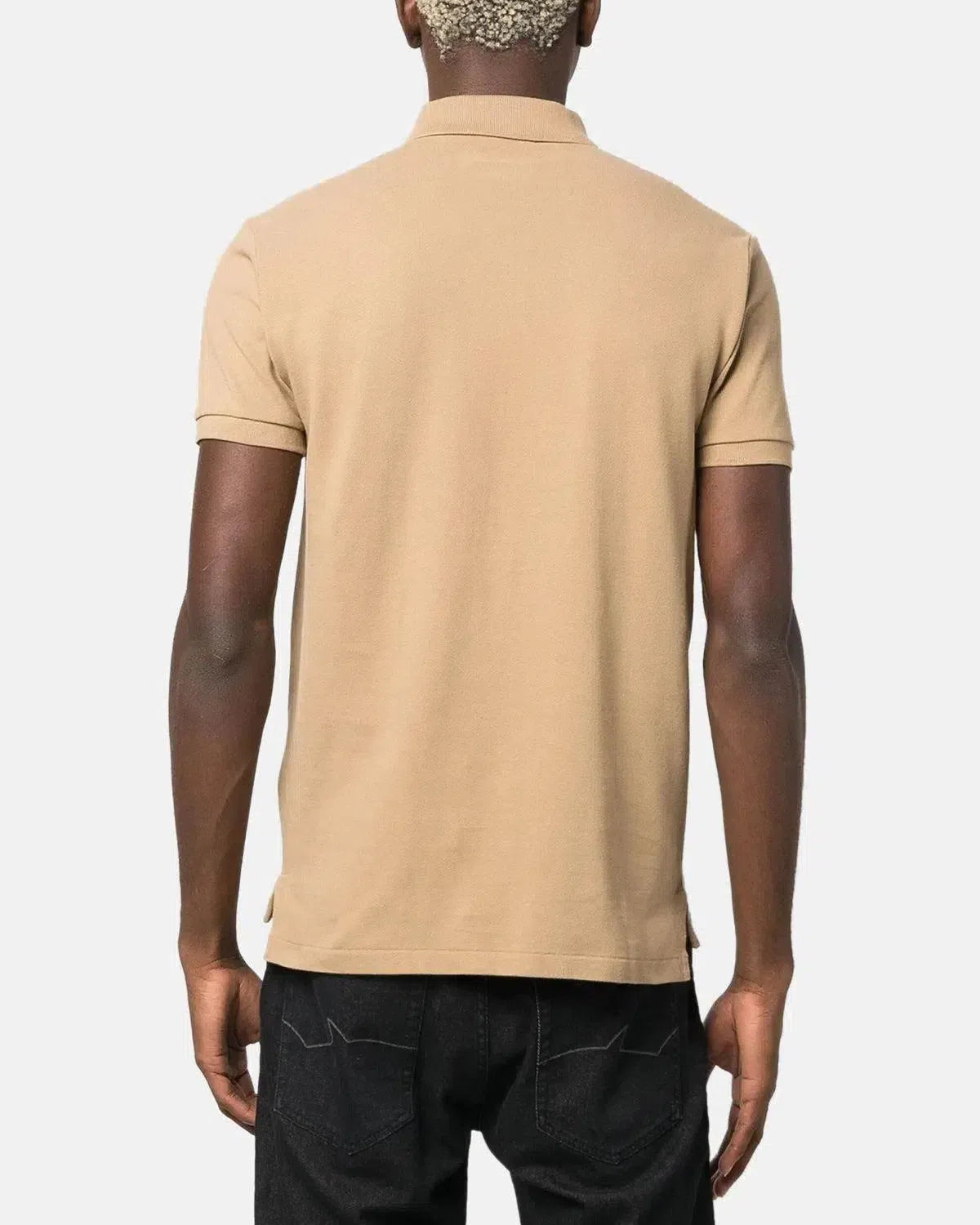RALPH LAUREN-RALPH LAUREN CUSTOM SLIM FIT MESH POLO SHIRT CAFE TAN-NORTHERN THREADS DESIGNER MENSWEAR
