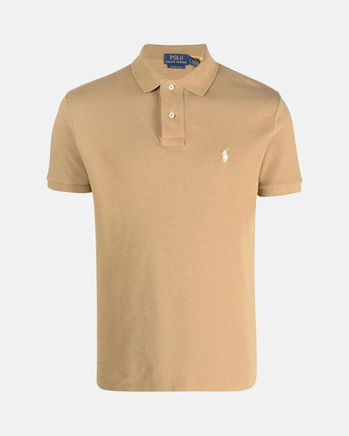 RALPH LAUREN-RALPH LAUREN CUSTOM SLIM FIT MESH POLO SHIRT CAFE TAN-NORTHERN THREADS DESIGNER MENSWEAR