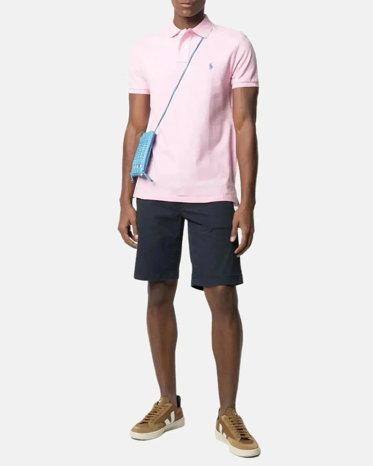 RALPH LAUREN-RALPH LAUREN CUSTOM SLIM FIT MESH POLO SHIRT CARMEL PINK-NORTHERN THREADS DESIGNER MENSWEAR