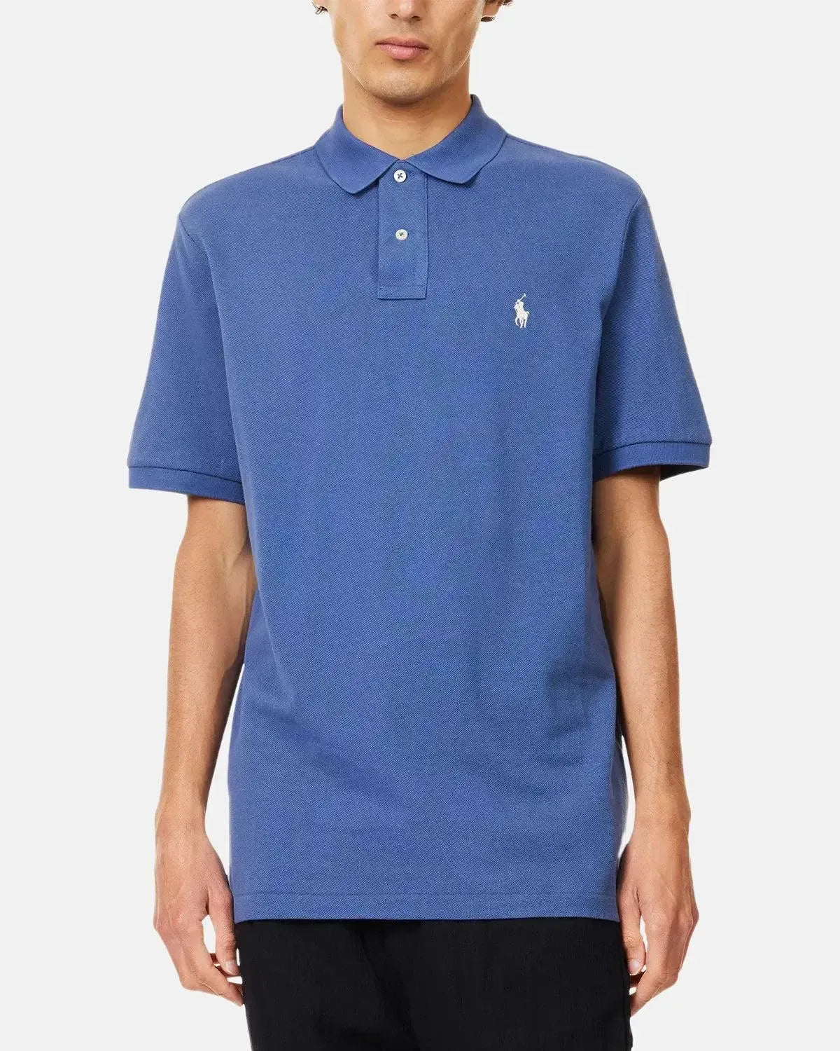 RALPH LAUREN-RALPH LAUREN CUSTOM SLIM FIT MESH POLO SHIRT EARTH BLUE-NORTHERN THREADS DESIGNER MENSWEAR