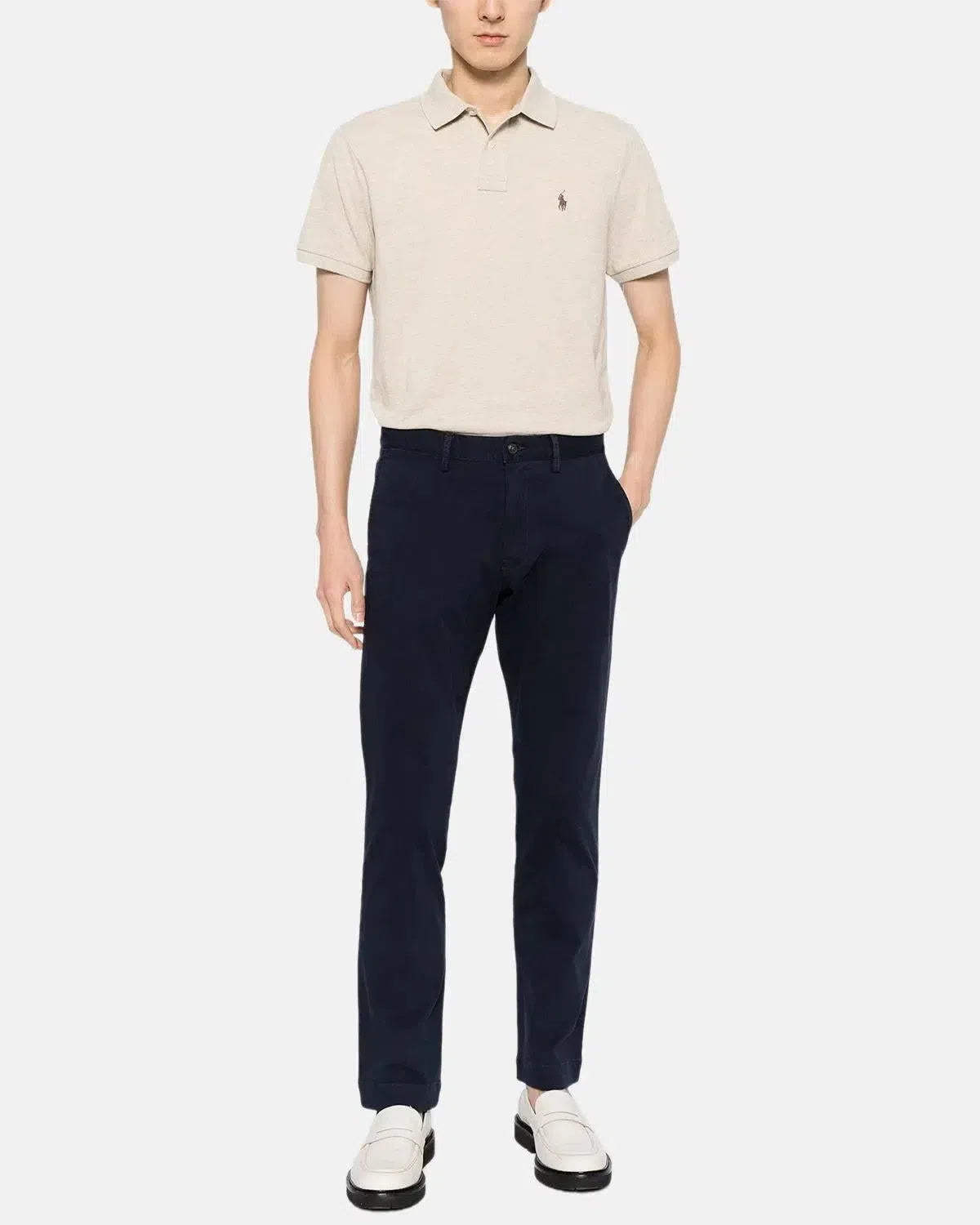 RALPH LAUREN-RALPH LAUREN CUSTOM SLIM FIT MESH POLO SHIRT EXPEDITION DUNE HEATHER-NORTHERN THREADS DESIGNER MENSWEAR