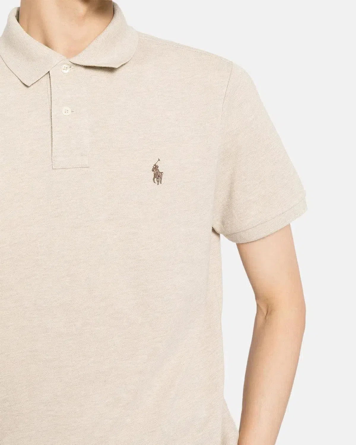 RALPH LAUREN-RALPH LAUREN CUSTOM SLIM FIT MESH POLO SHIRT EXPEDITION DUNE HEATHER-NORTHERN THREADS DESIGNER MENSWEAR
