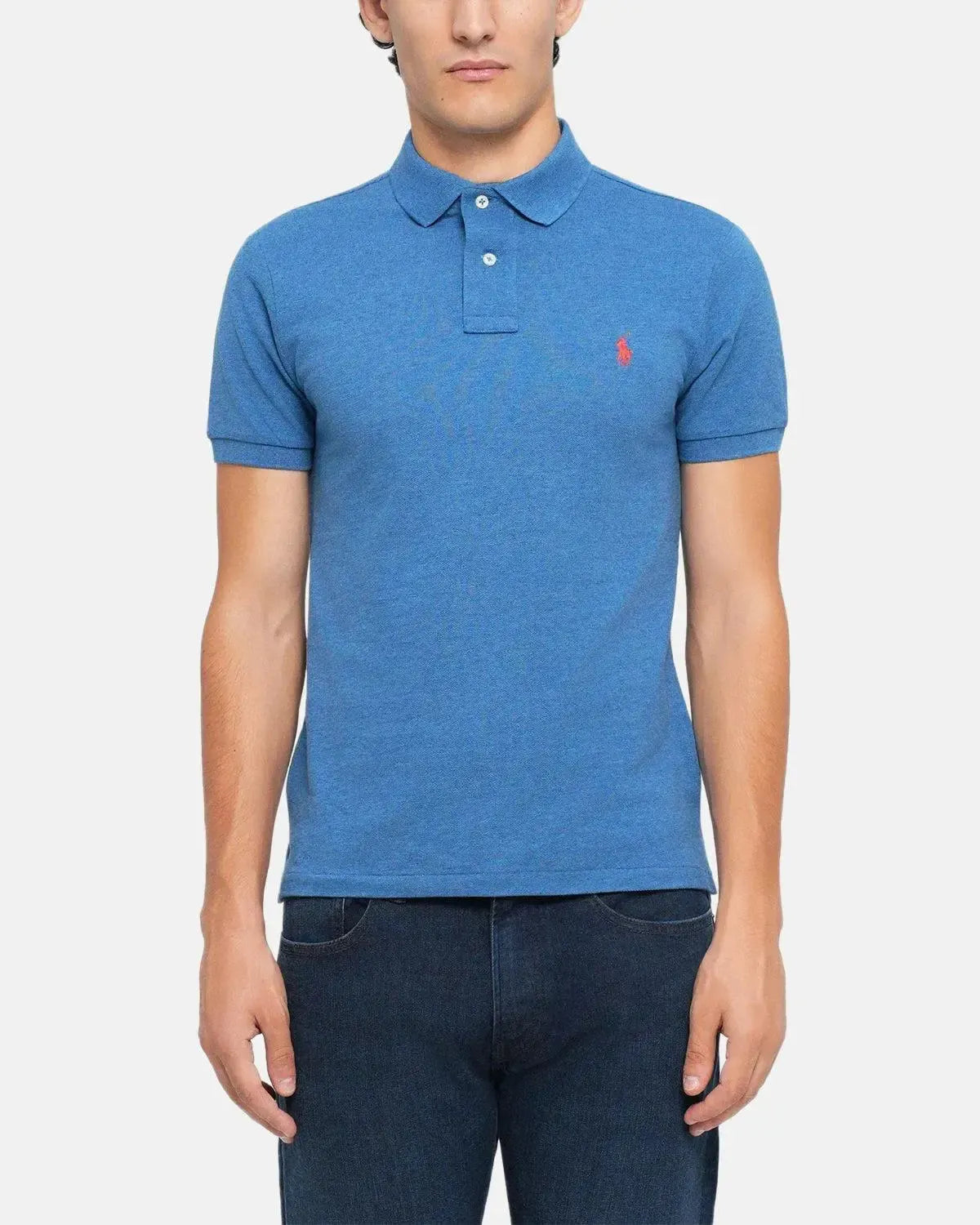 RALPH LAUREN-RALPH LAUREN CUSTOM SLIM FIT MESH POLO SHIRT FRESH SURF HEATHER-NORTHERN THREADS DESIGNER MENSWEAR