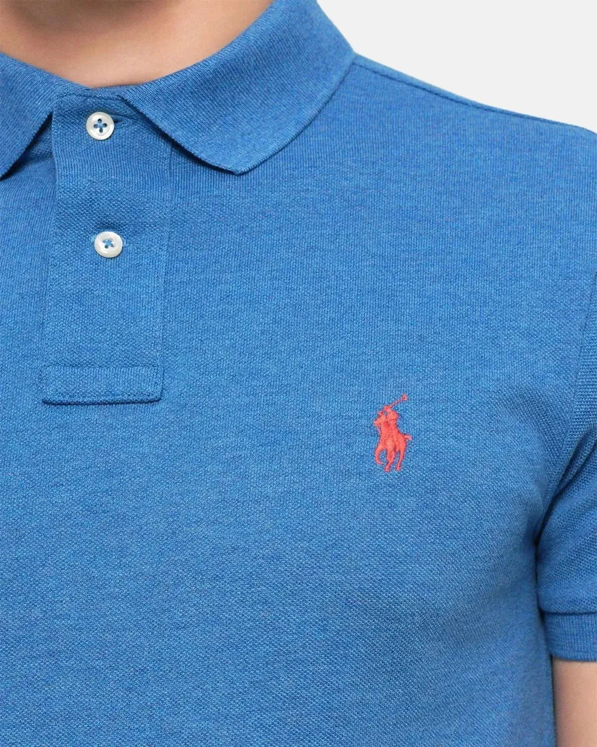 RALPH LAUREN-RALPH LAUREN CUSTOM SLIM FIT MESH POLO SHIRT FRESH SURF HEATHER-NORTHERN THREADS DESIGNER MENSWEAR