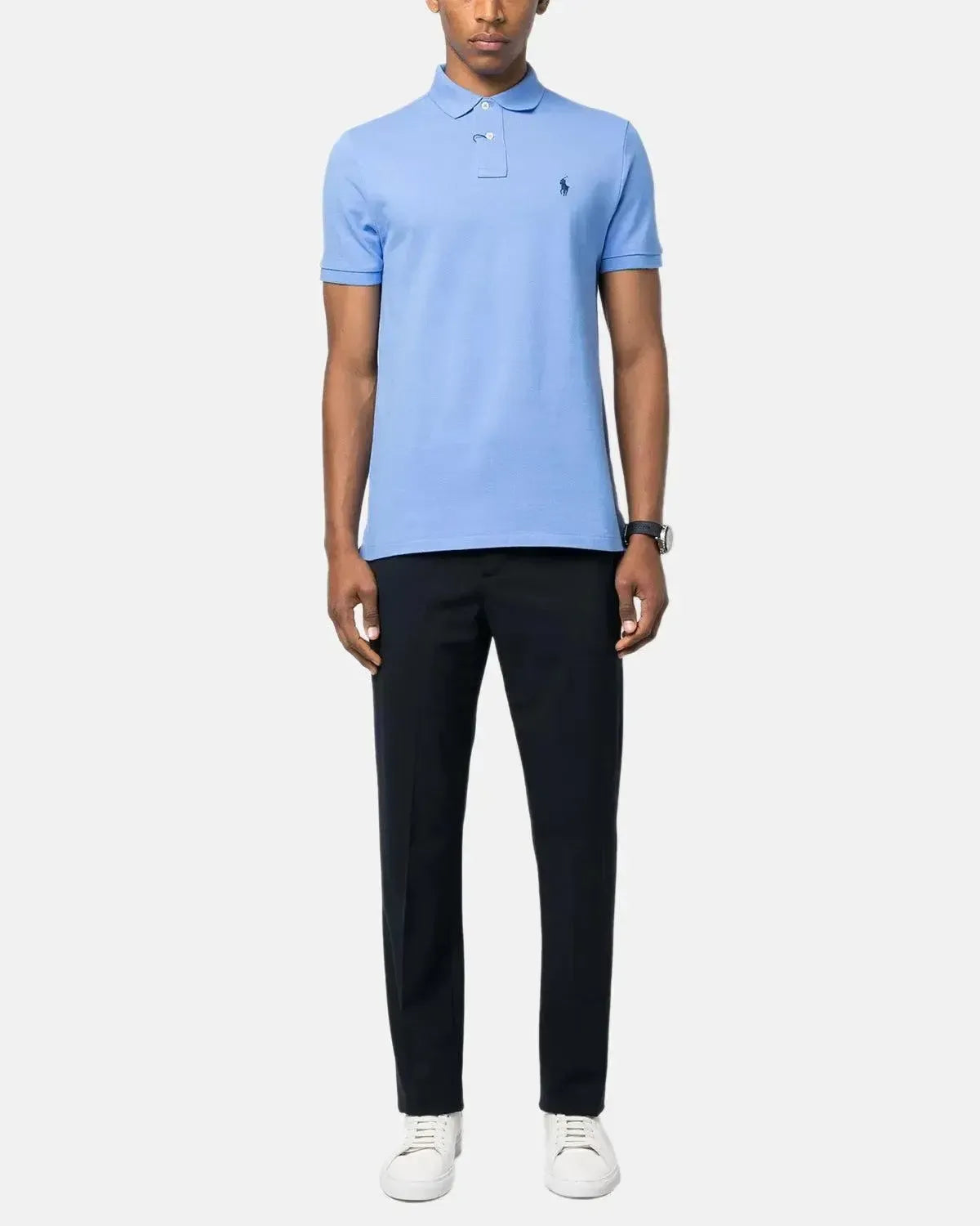 RALPH LAUREN-RALPH LAUREN CUSTOM SLIM FIT MESH POLO SHIRT HARBOUR ISLAND BLUE-NORTHERN THREADS DESIGNER MENSWEAR