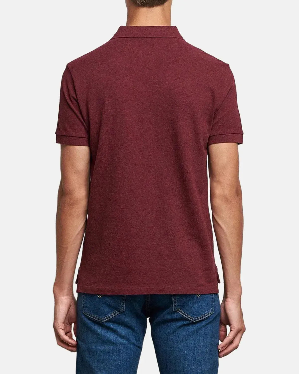 RALPH LAUREN-RALPH LAUREN CUSTOM SLIM FIT MESH POLO SHIRT SPRING WINE HEATHER-NORTHERN THREADS DESIGNER MENSWEAR