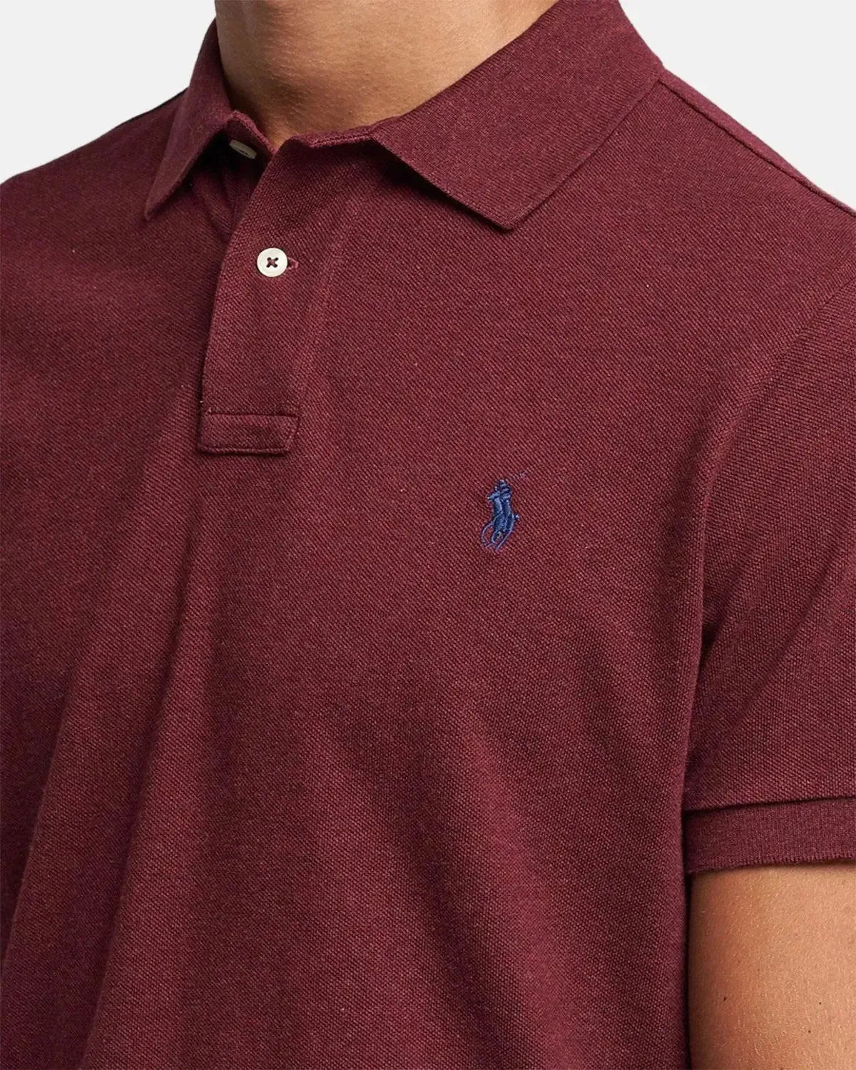 RALPH LAUREN-RALPH LAUREN CUSTOM SLIM FIT MESH POLO SHIRT SPRING WINE HEATHER-NORTHERN THREADS DESIGNER MENSWEAR