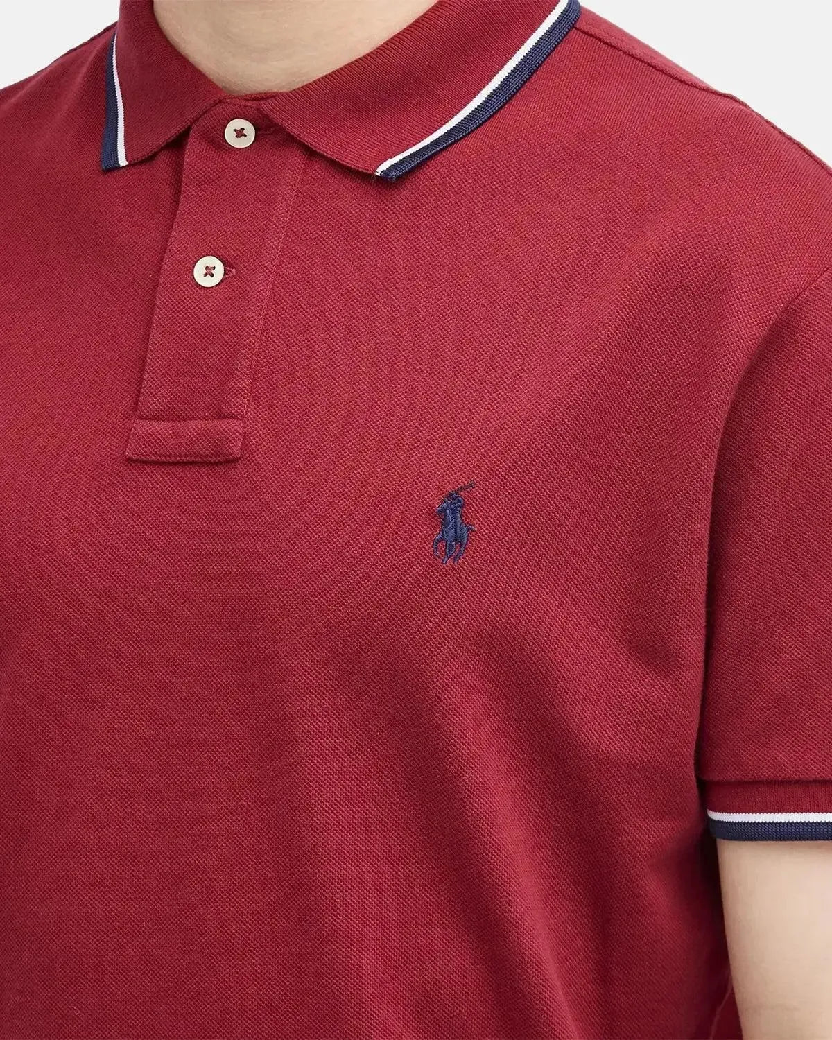 RALPH LAUREN-RALPH LAUREN CUSTOM SLIM FIT MESH TIPPED POLO SHIRT RED CARPET-NORTHERN THREADS DESIGNER MENSWEAR