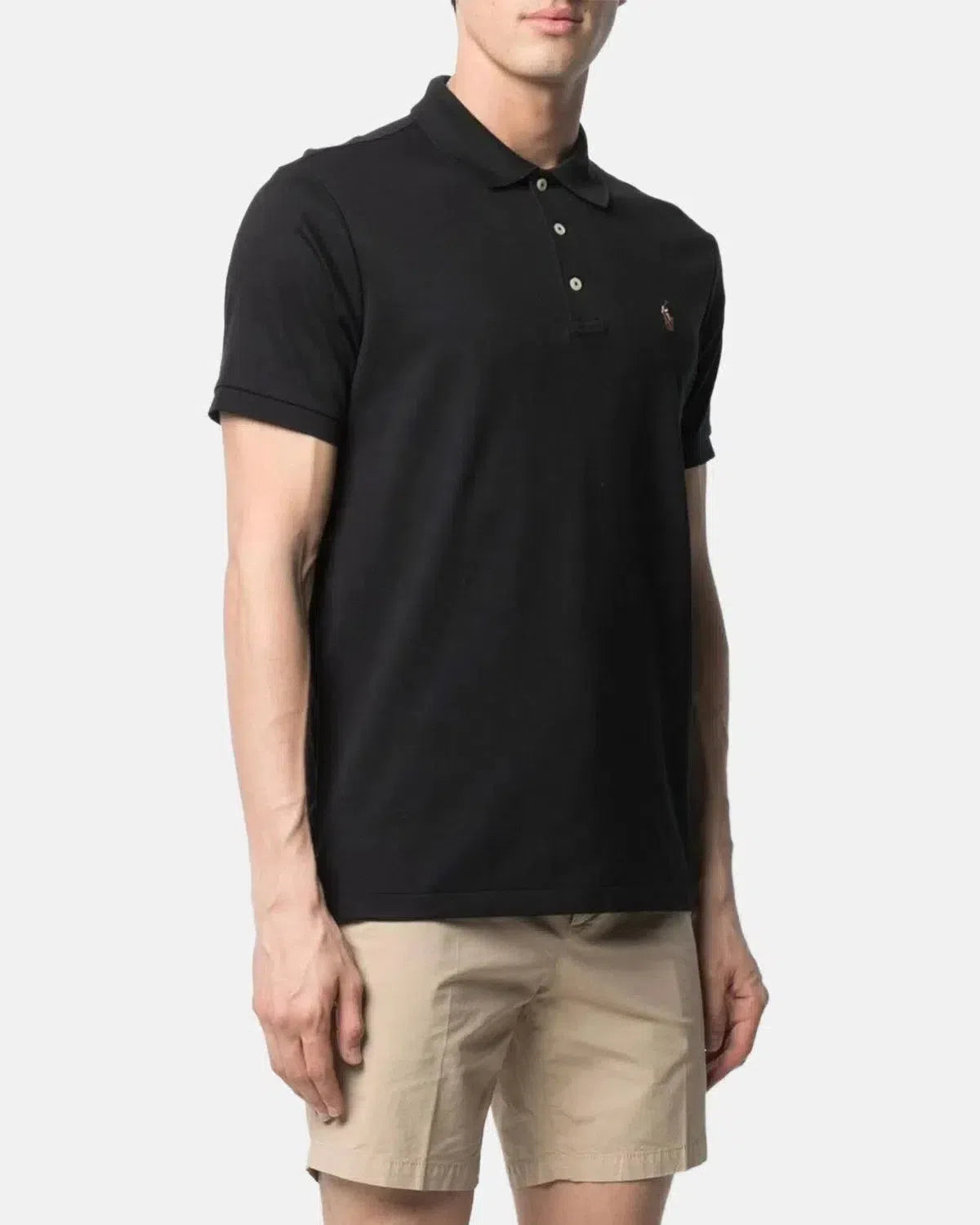RALPH LAUREN-RALPH LAUREN CUSTOM SLIM FIT SOFT COTTON POLO SHIRT BLACK-NORTHERN THREADS DESIGNER MENSWEAR