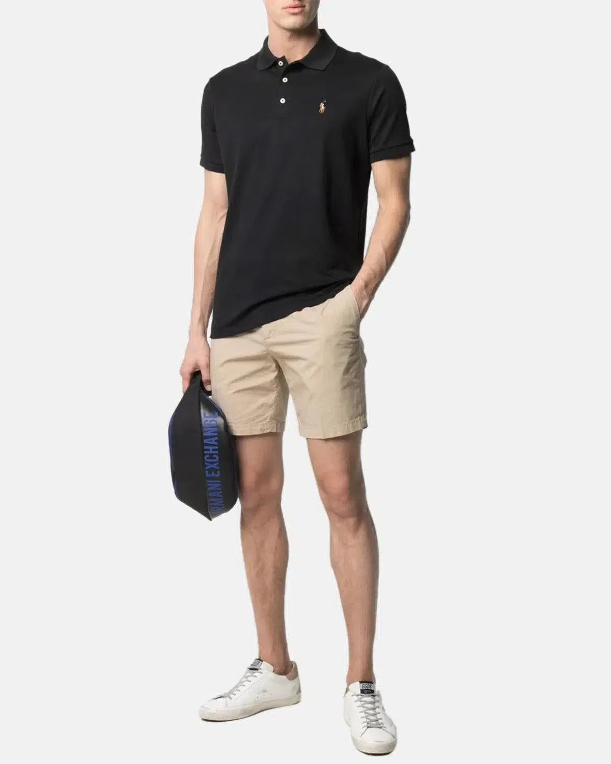 RALPH LAUREN-RALPH LAUREN CUSTOM SLIM FIT SOFT COTTON POLO SHIRT BLACK-NORTHERN THREADS DESIGNER MENSWEAR