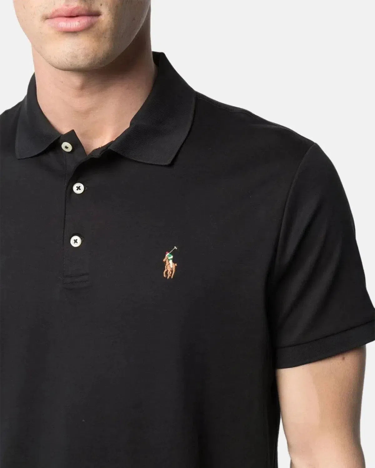 RALPH LAUREN-RALPH LAUREN CUSTOM SLIM FIT SOFT COTTON POLO SHIRT BLACK-NORTHERN THREADS DESIGNER MENSWEAR