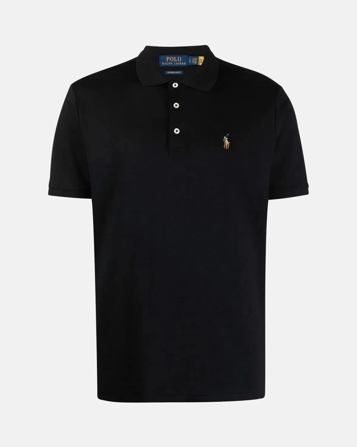 RALPH LAUREN-RALPH LAUREN CUSTOM SLIM FIT SOFT COTTON POLO SHIRT BLACK-NORTHERN THREADS DESIGNER MENSWEAR