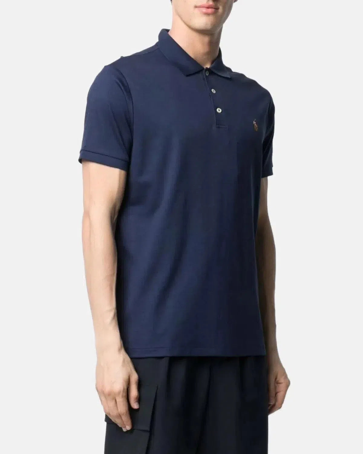 RALPH LAUREN-RALPH LAUREN CUSTOM SLIM FIT SOFT COTTON POLO SHIRT REFINED NAVY-NORTHERN THREADS DESIGNER MENSWEAR