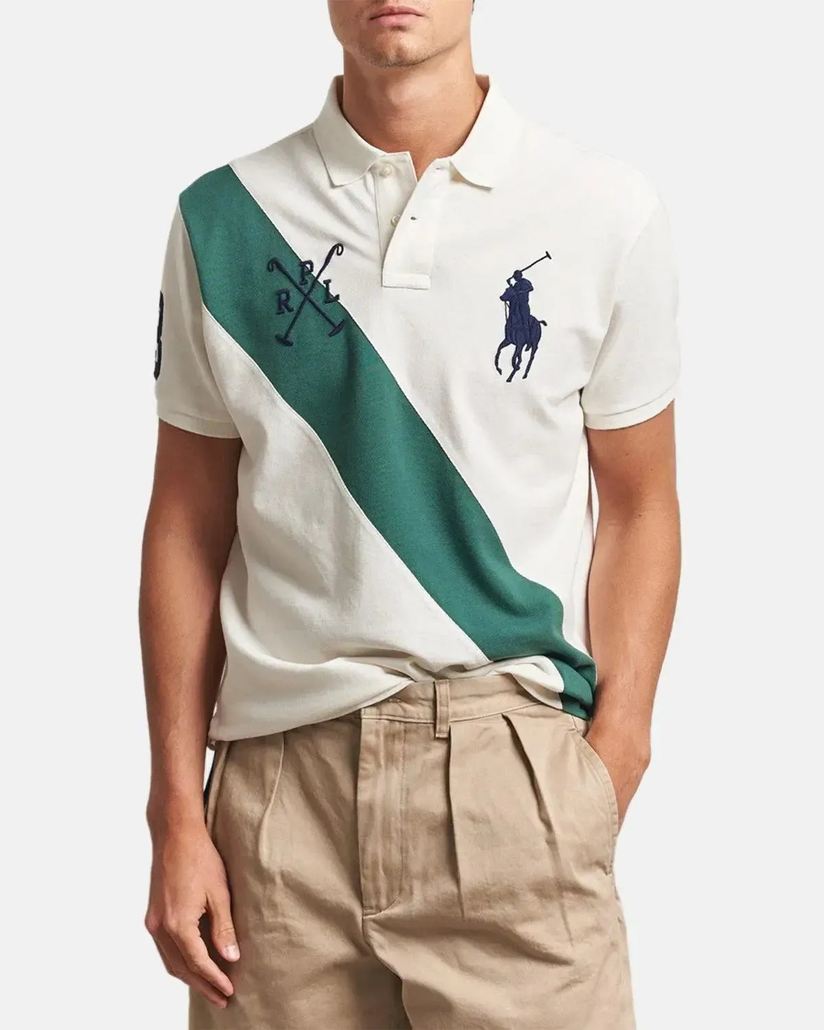 RALPH LAUREN-RALPH LAUREN CUSTOM SLIM FIT TEAM COLOURS POLO SHIRT NEVIS WASHED FOREST-NORTHERN THREADS DESIGNER MENSWEAR