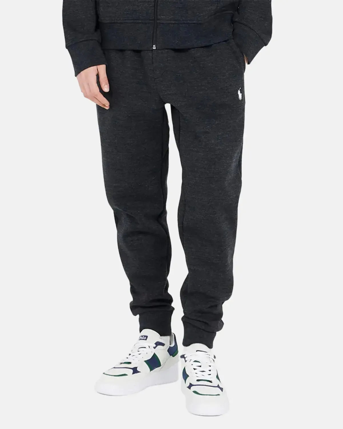 RALPH LAUREN-RALPH LAUREN DOUBLE KNIT JOGGING BOTTOMS BLACK MARL HEATHER-NORTHERN THREADS DESIGNER MENSWEAR