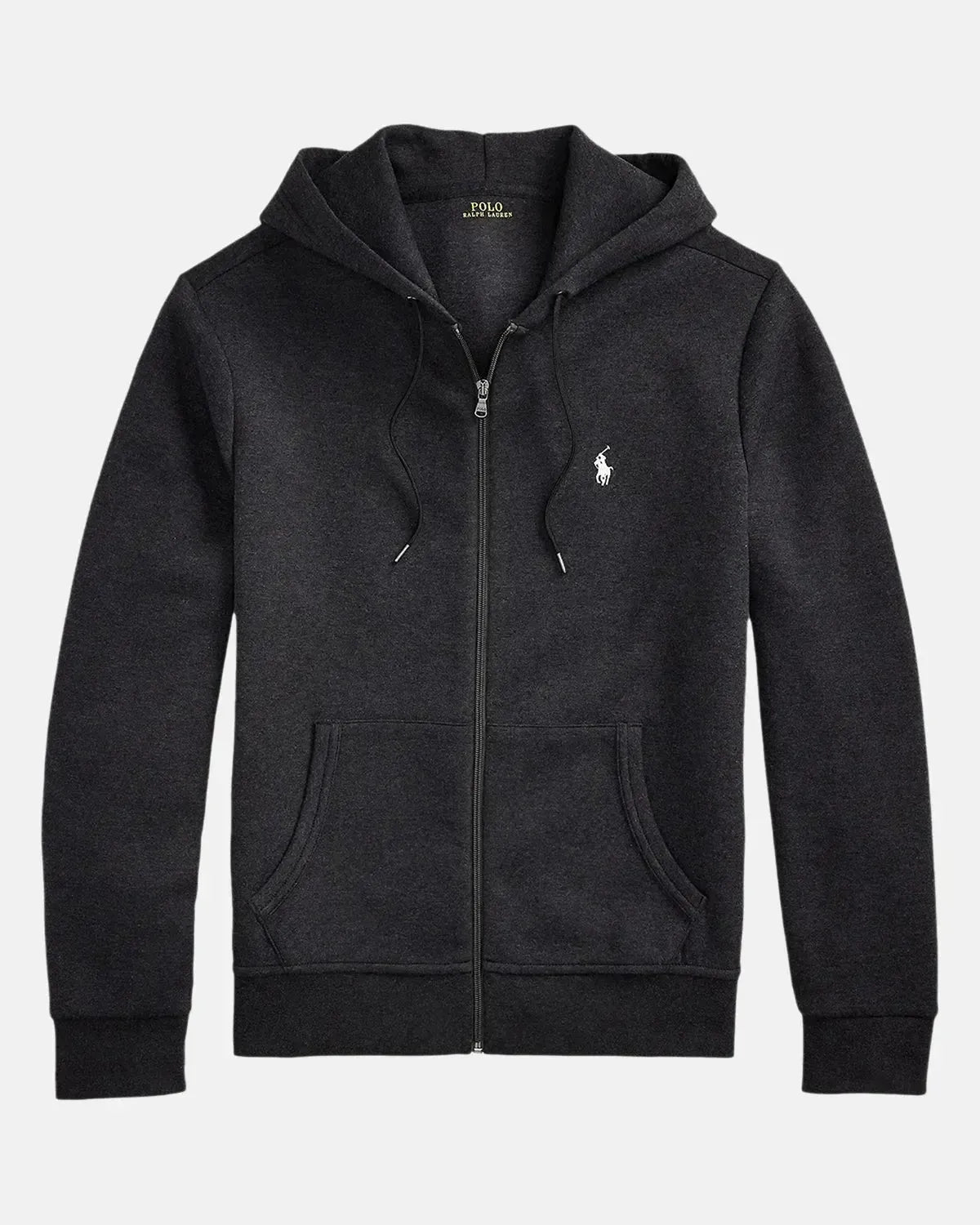 RALPH LAUREN-RALPH LAUREN DOUBLE KNIT ZIP HOODIE BLACK MARL HEATHER-NORTHERN THREADS DESIGNER MENSWEAR