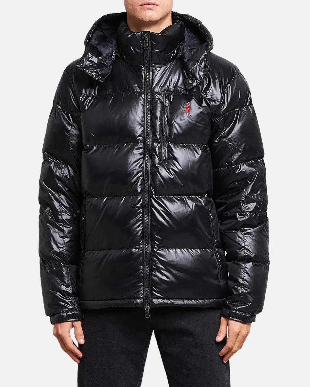 RALPH LAUREN-RALPH LAUREN GORHAM GLOSSED DOWN JACKET BLACK GLOSSY-NORTHERN THREADS DESIGNER MENSWEAR