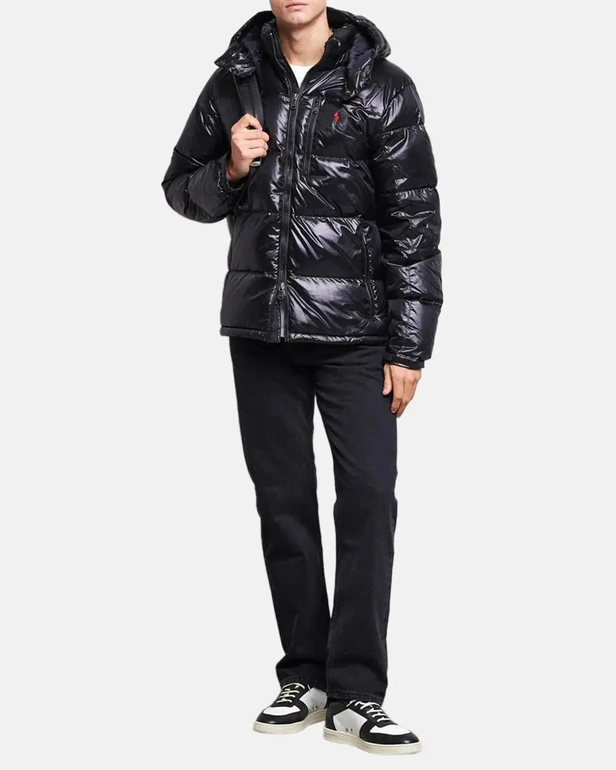 RALPH LAUREN-RALPH LAUREN GORHAM GLOSSED DOWN JACKET BLACK GLOSSY-NORTHERN THREADS DESIGNER MENSWEAR