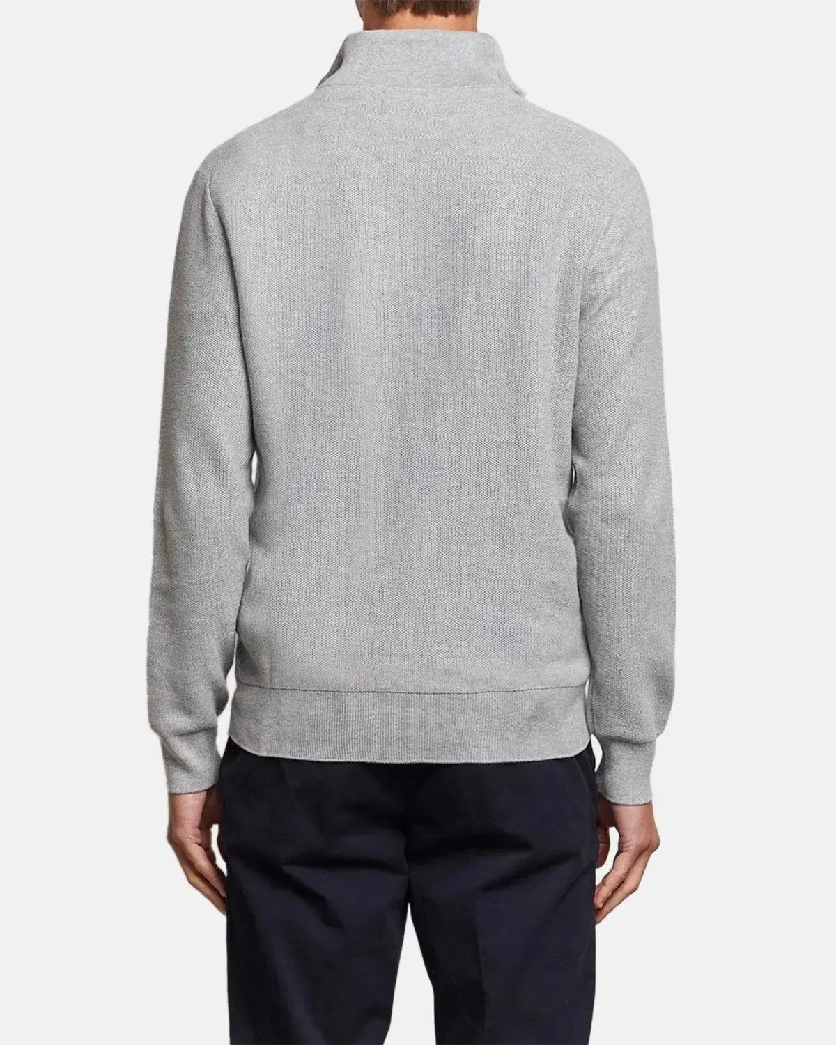 RALPH LAUREN-RALPH LAUREN MESH KNIT COTTON 1/4 ZIP JUMPER ANDOVER HEATHER-NORTHERN THREADS DESIGNER MENSWEAR