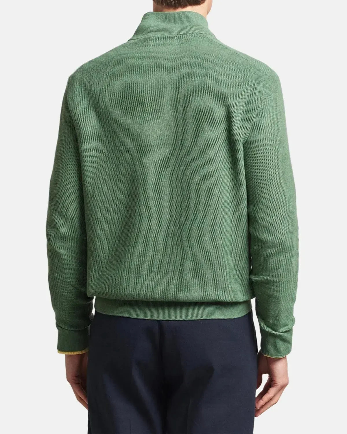 RALPH LAUREN-RALPH LAUREN MESH KNIT COTTON 1/4 ZIP JUMPER FATIGUE-NORTHERN THREADS DESIGNER MENSWEAR