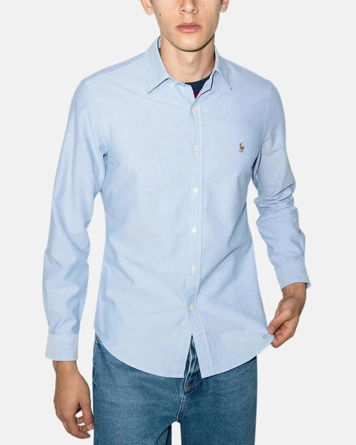 RALPH LAUREN-RALPH LAUREN SLIM FIT OXFORD SHIRT BLUE-NORTHERN THREADS DESIGNER MENSWEAR