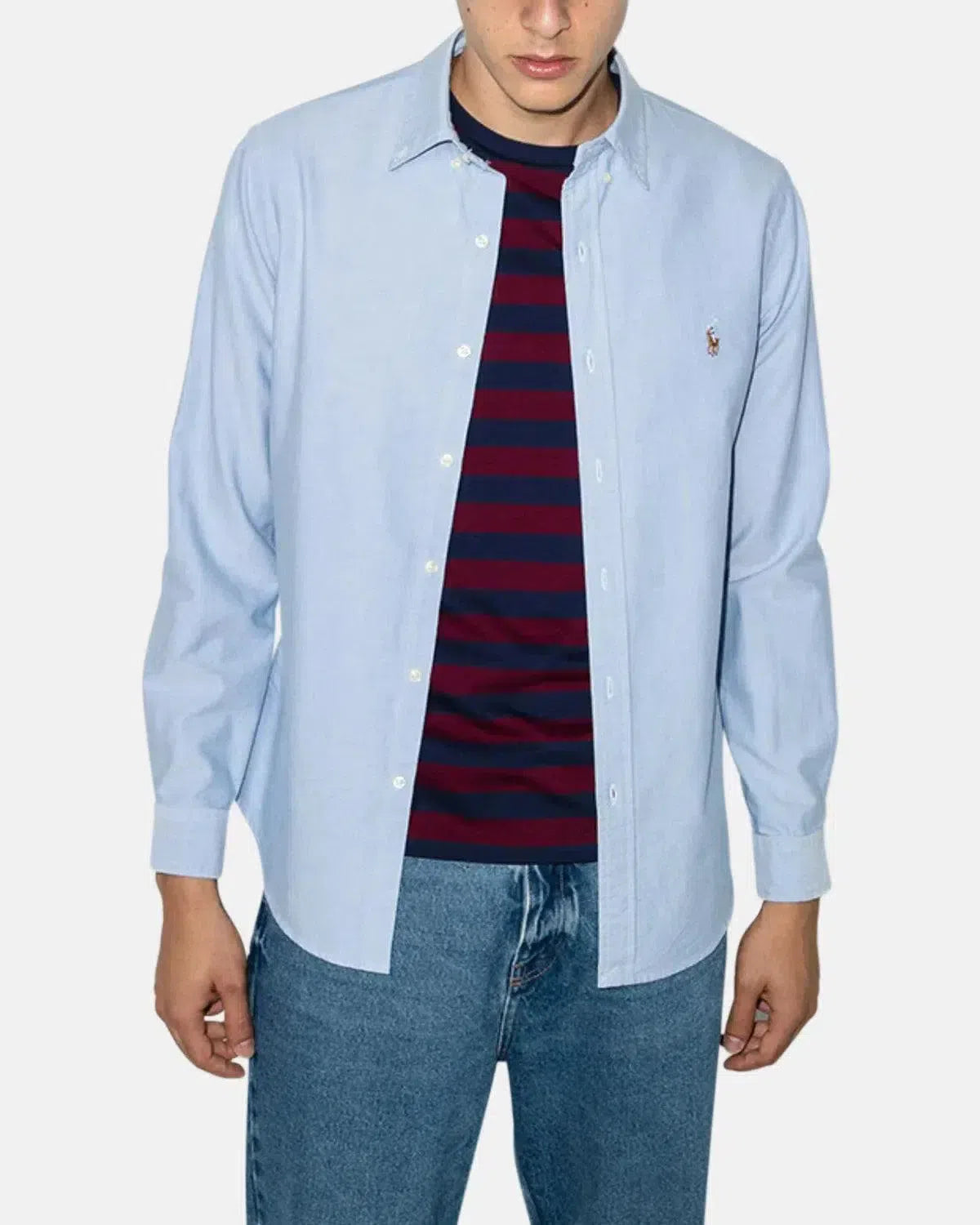 RALPH LAUREN-RALPH LAUREN SLIM FIT OXFORD SHIRT BLUE-NORTHERN THREADS DESIGNER MENSWEAR