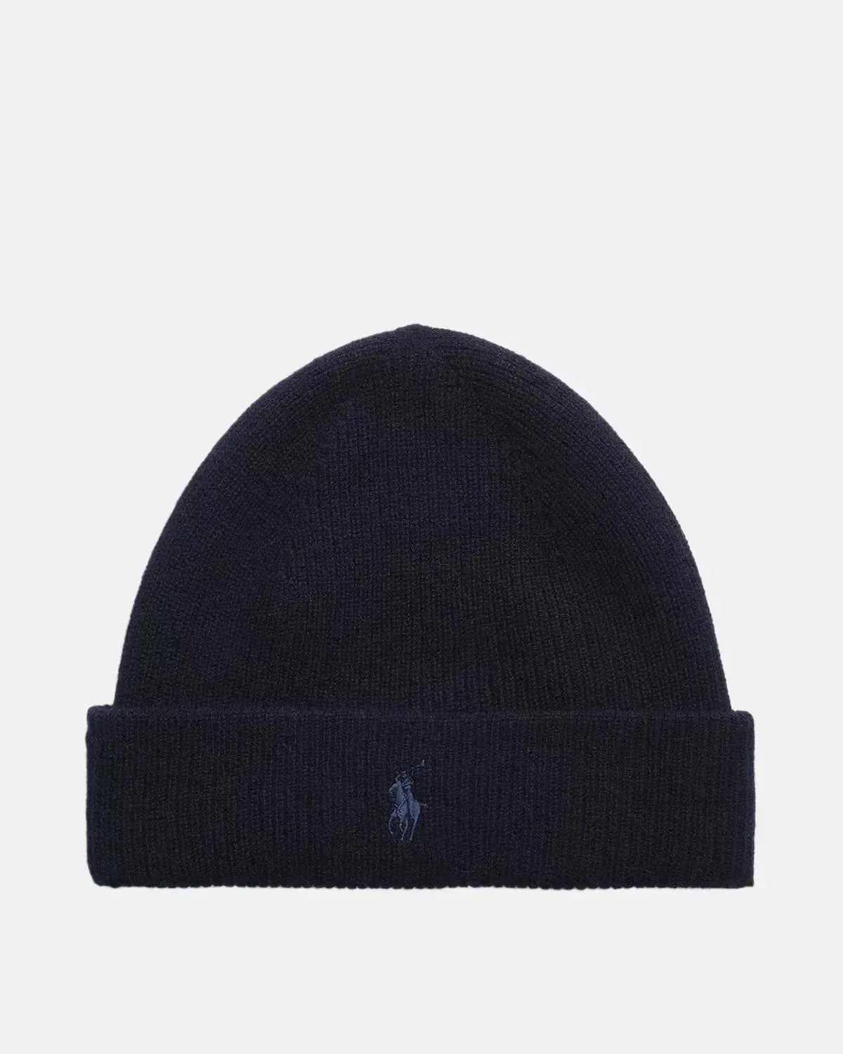 RALPH LAUREN-RALPH LAUREN WASHABLE CASHMERE SIGNATURE PONY BEANIE HUNTER NAVY-NORTHERN THREADS DESIGNER MENSWEAR