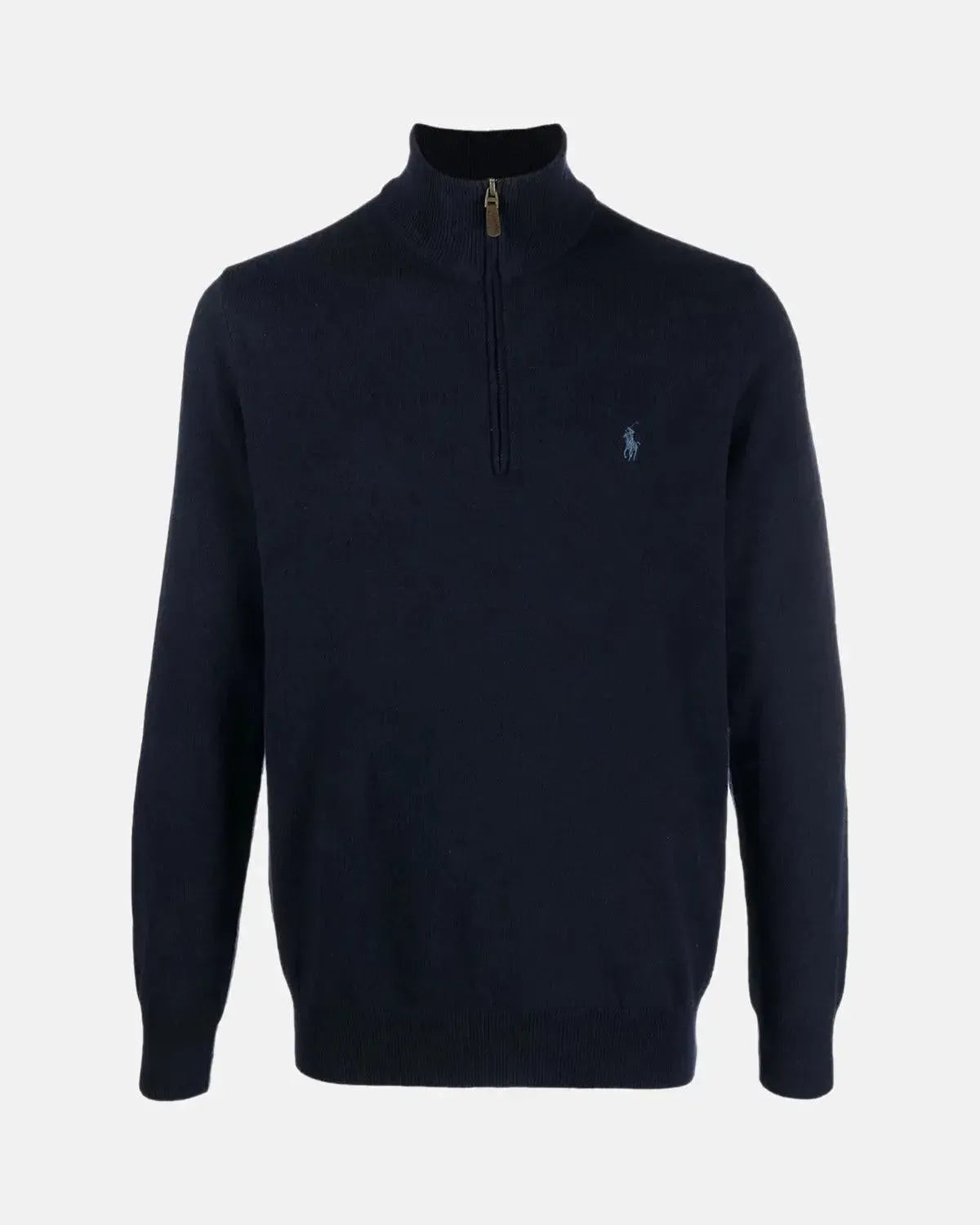 RALPH LAUREN-RALPH LAUREN WOOL 1/4 ZIP JUMPER HUNTER NAVY-NORTHERN THREADS DESIGNER MENSWEAR