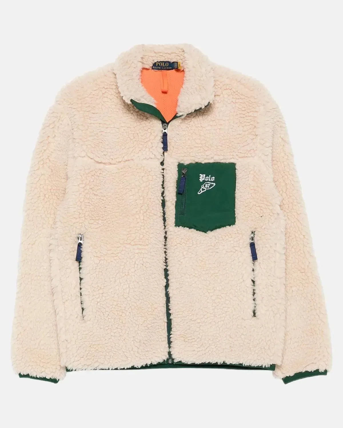 RALPH LAUREN-RALPH LAUREN WOOL BORG LOGO SHERPA ZIP THROUGH FLEECE RANCH CREAM-NORTHERN THREADS DESIGNER MENSWEAR