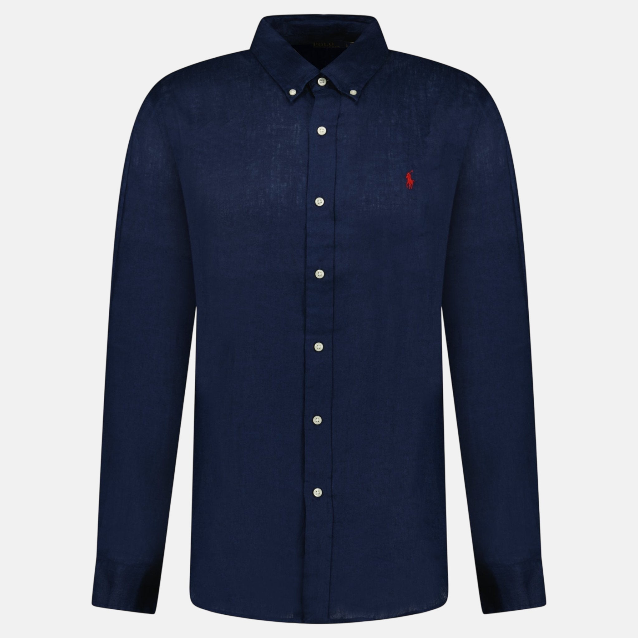 Ralph Lauren Slim Fit Linen Shirt Newport Navy - T6 - northern threads uk